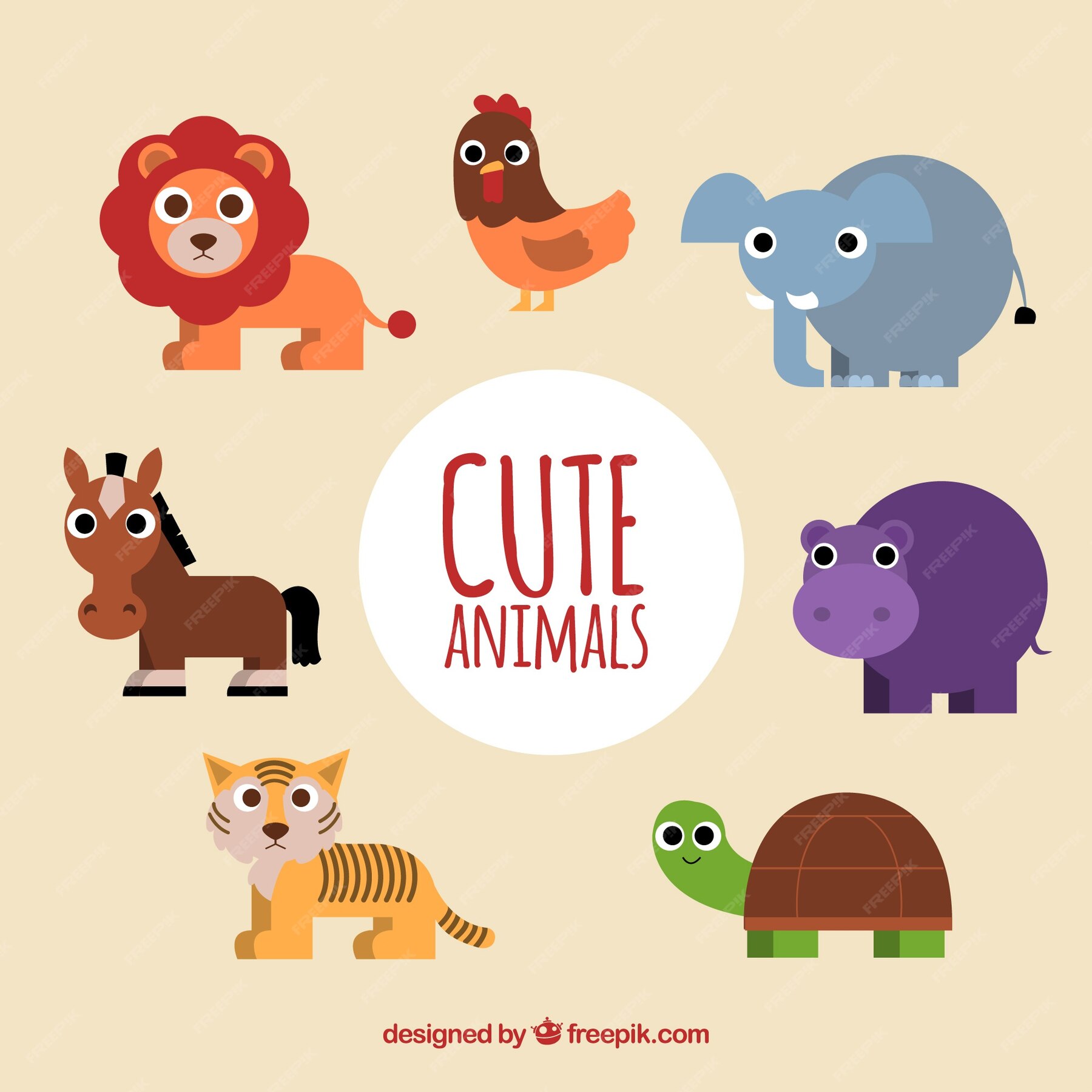 Free Vector | Lovely set of flat animals