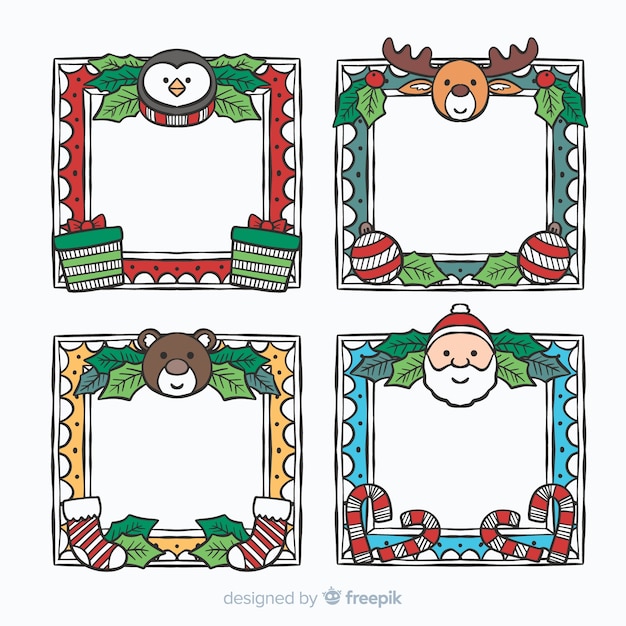 Lovely set of hand drawn christmas frames | Free Vector