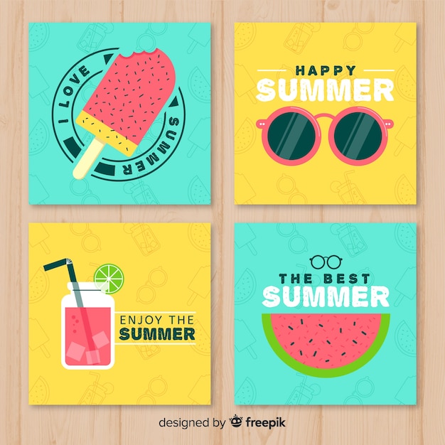 free-vector-lovely-set-of-summer-card-templates