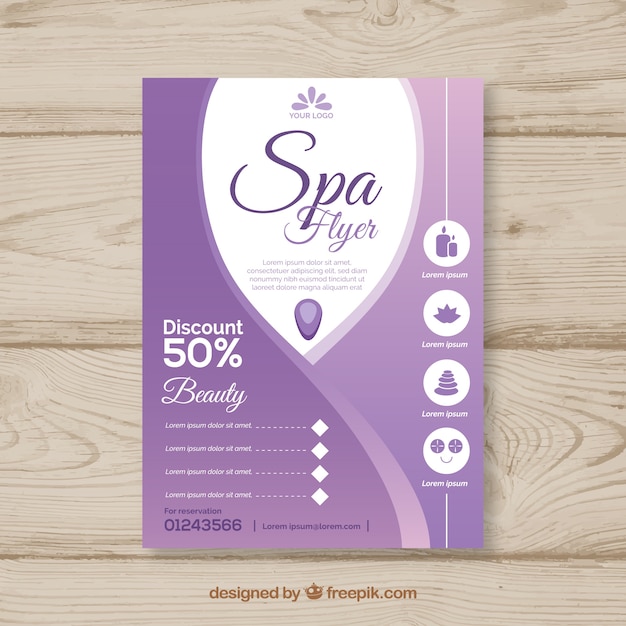 Lovely spa flyer template with flat design | Free Vector