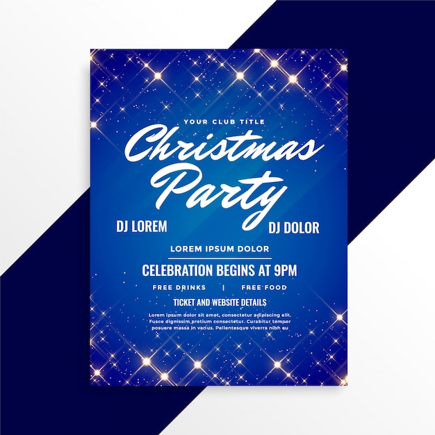 Free Vector | Lovely sparkles christmas flyer on blue background
