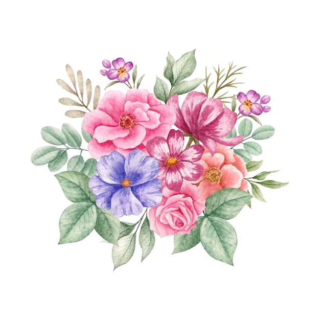 Premium Vector | Lovely spring watercolor floral bouquet