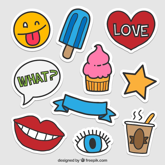 Free Vector | Lovely stickers of fun elements