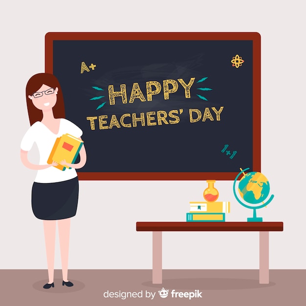 Lovely teachers\' day composition with flat\
design