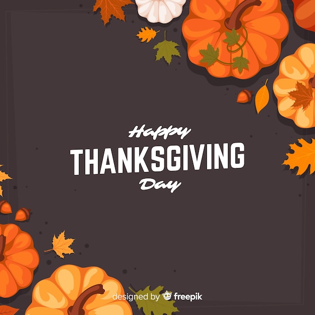 Lovely thanksgiving background with flat design Free Vector
