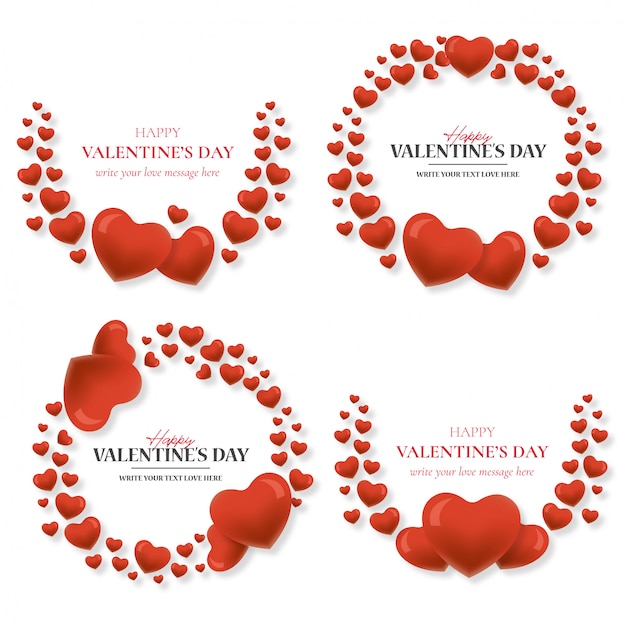 Download Lovely valentine's day frame with hearts Vector | Free ...