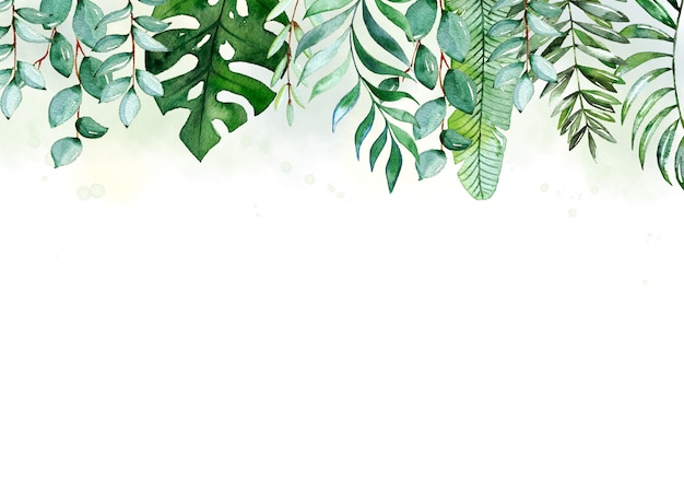 Lovely watercolor background with hand painted leaves | Premium Vector