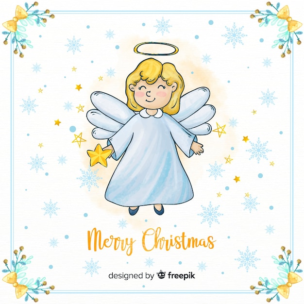 Free Vector | Lovely watercolor christmas angel