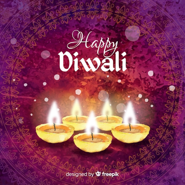 Free Vector | Lovely watercolor diwali background