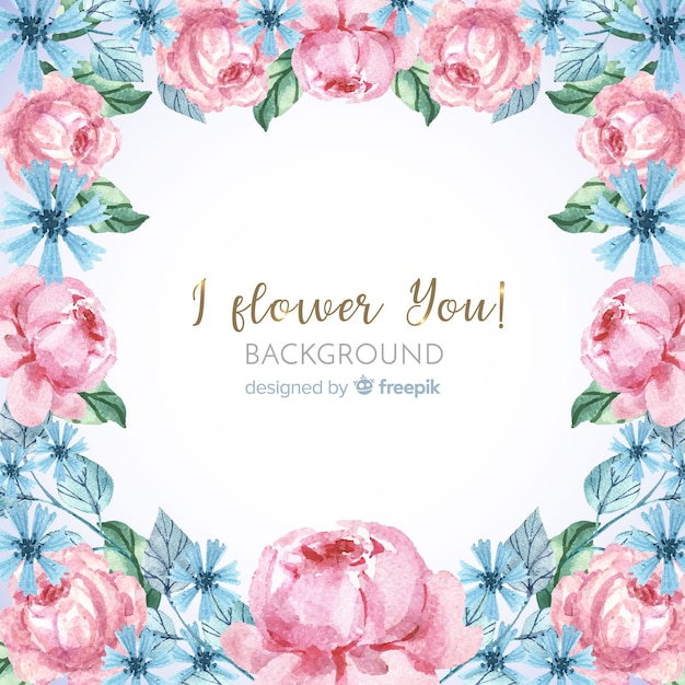 Lovely watercolor floral frame background Free Vector