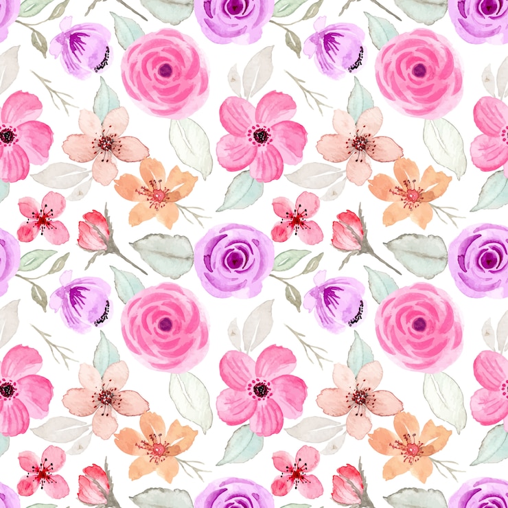 Premium Vector | Lovely watercolor flower seamless pattern