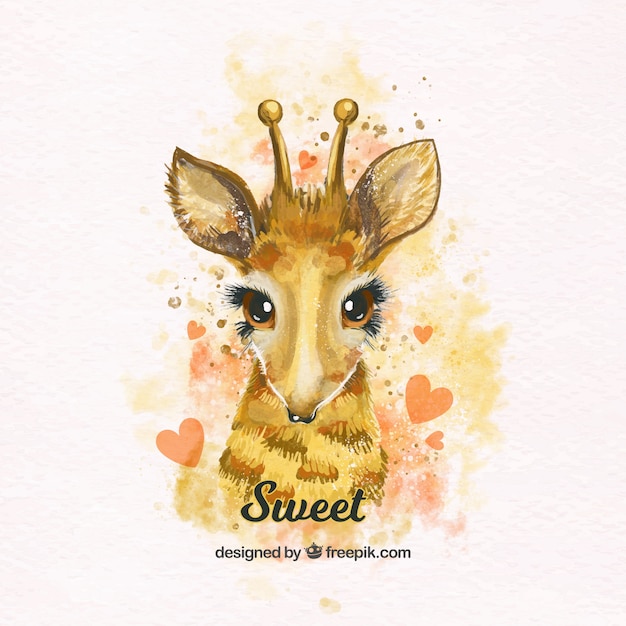 Download Lovely watercolor giraffe Vector | Free Download