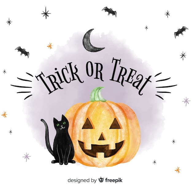 Free Vector | Lovely watercolor halloween background