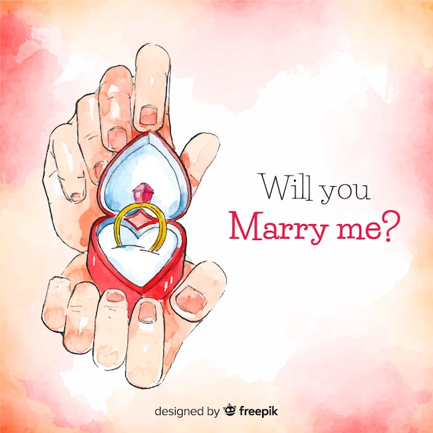 Premium Vector | Lovely watercolor marriage proposal concept