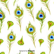 Free Vector Lovely Watercolor Peacock Feather Pattern