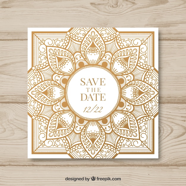 Download Lovely wedding invitation template with colorful mandala ...