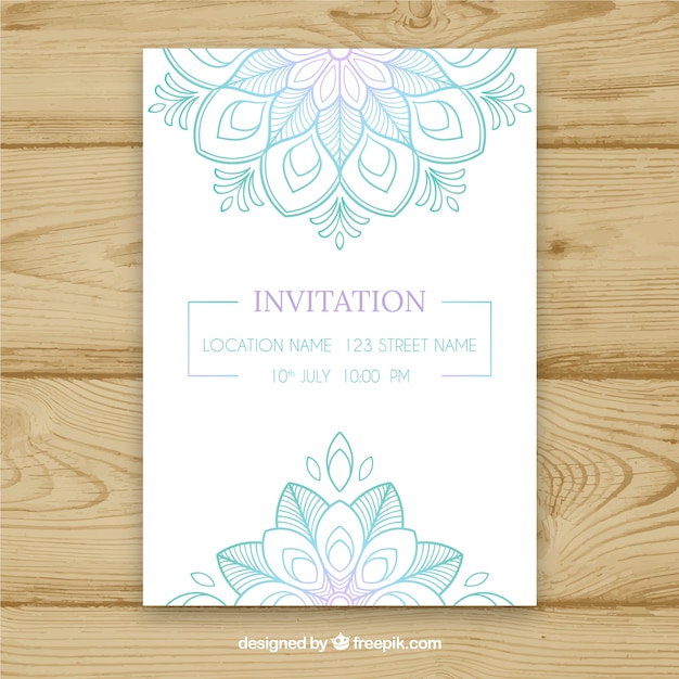 Download Lovely wedding invitation template with colorful mandala ...