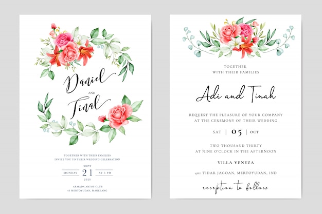 Lovely wedding invitation template Premium Vector