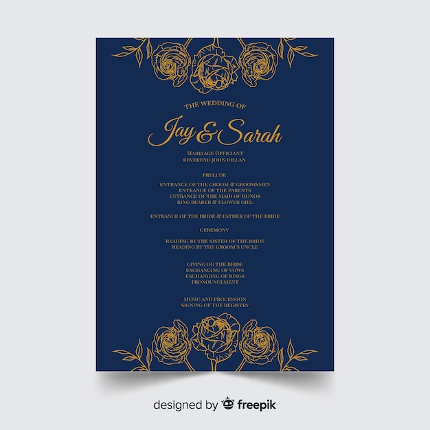 Lovely Wedding Program With Elegant Style Vector Free Download