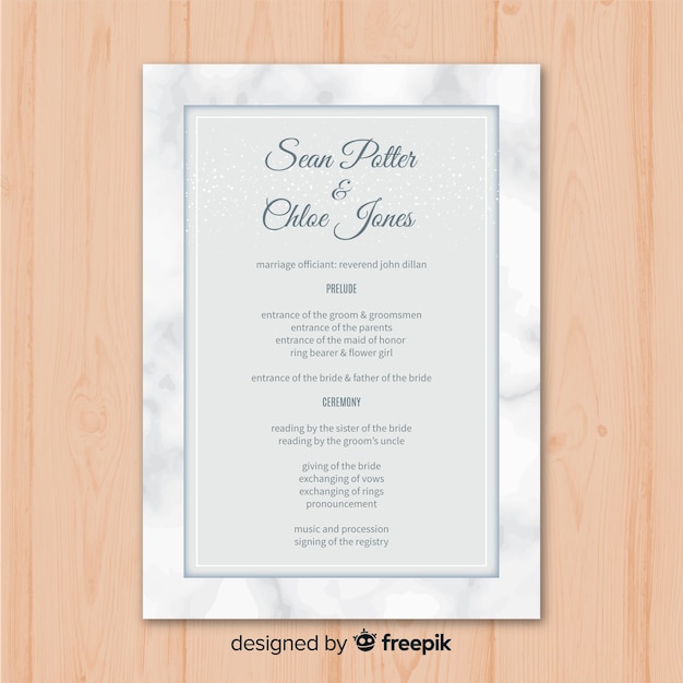 Lovely Wedding Program With Elegant Style Vector Free Download