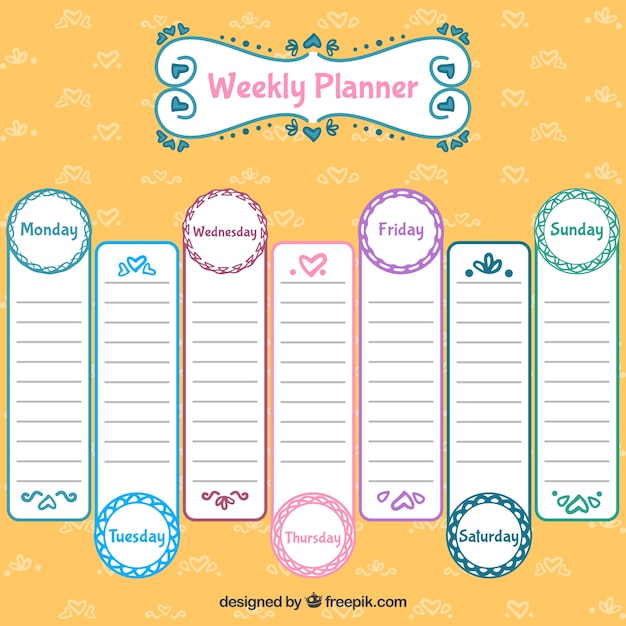 Free Vector | Lovely weekly planner design