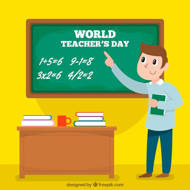Lovely world teachers day composition with flat
design