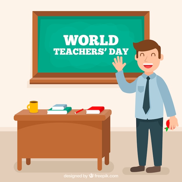 Lovely world teachers day composition with flat\
design