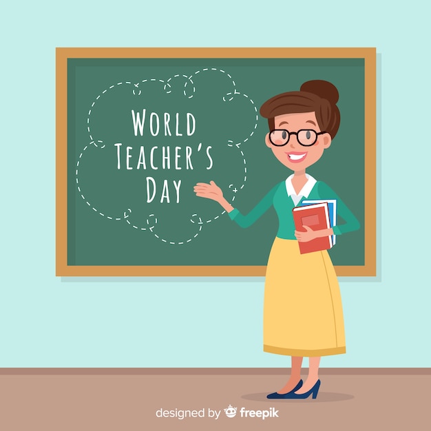 Lovely world teachers day composition with flat\
design