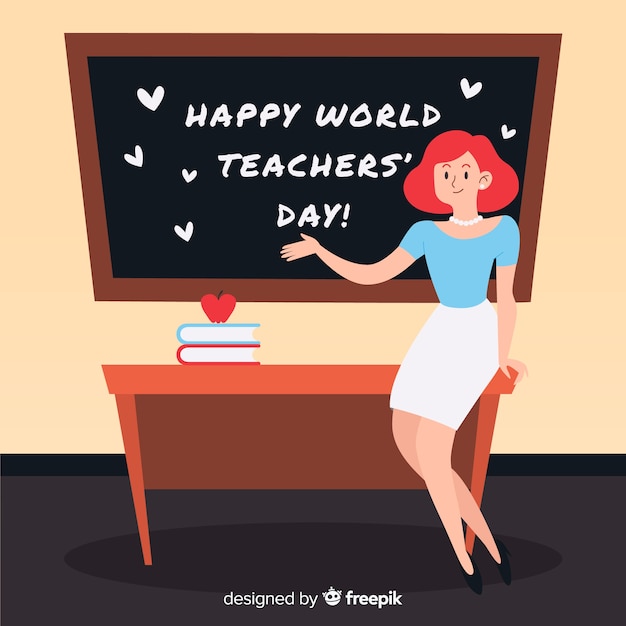 Lovely world teachers\' day composition with\
flat design
