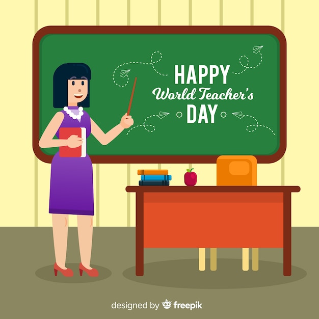 Lovely world teachers day composition with flat
design