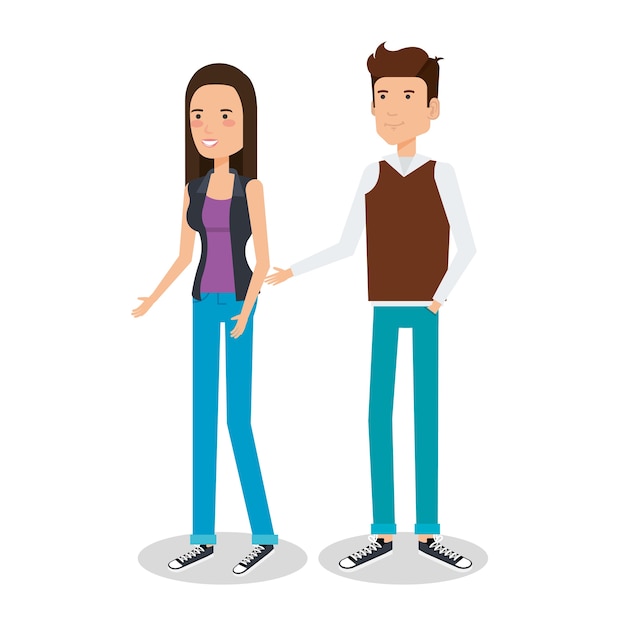 Premium Vector | Lovers couple avatars characters