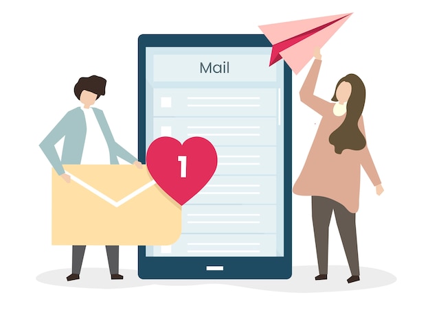 love emails illustration for free download