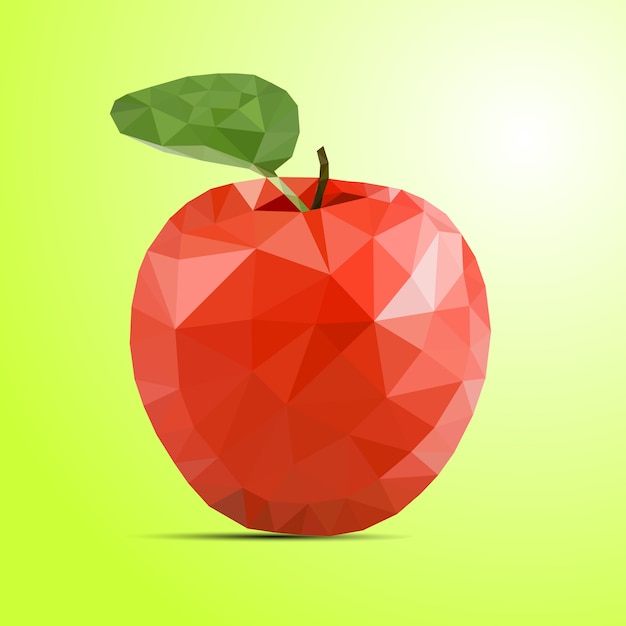 Premium Vector Low Poly Red Apple On A Green Background
