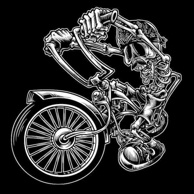 Premium Vector | Low rider bicycle skull