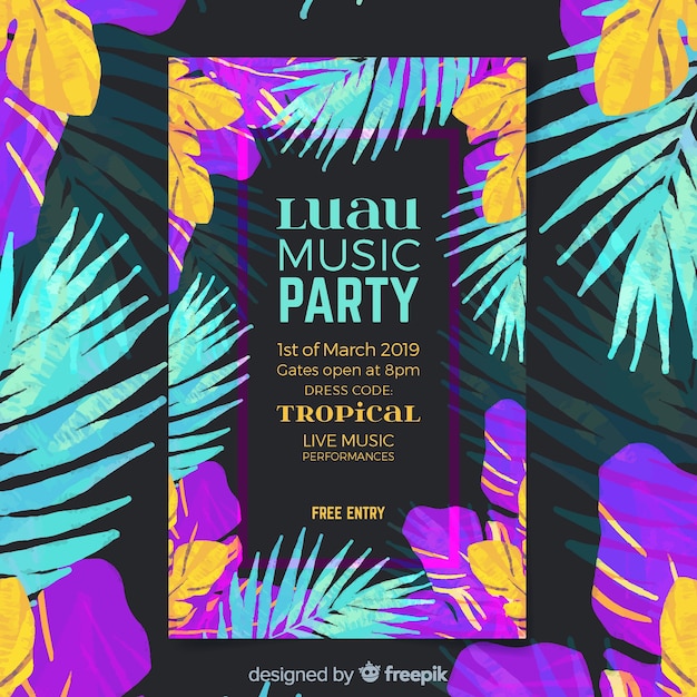 Free Vector  Luau music festival poster template