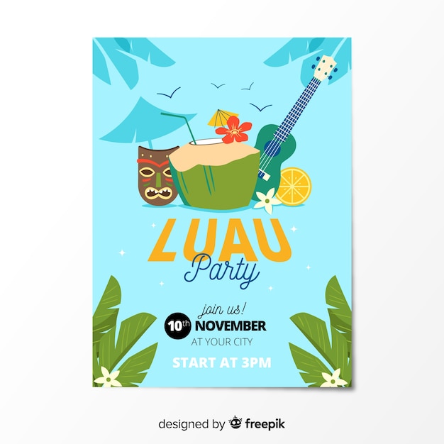 Free Vector  Luau party elements poster template