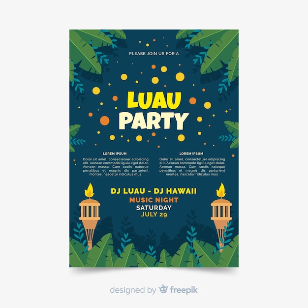 Free Vector  Luau party flyer