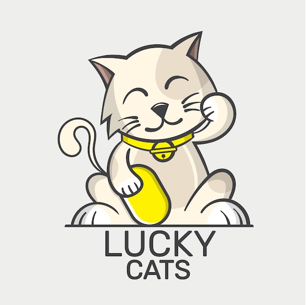 Premium Vector | Lucky cat mascot logo