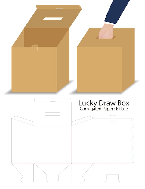 Download Lucky draw box 3d mockup with dieline | Premium Vector