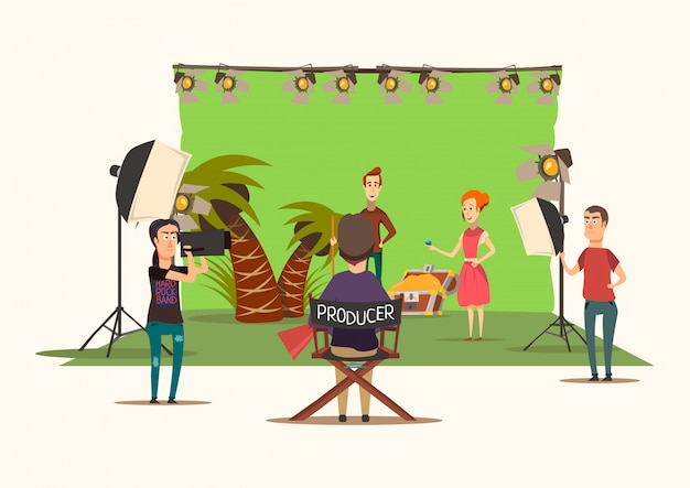 Free Vector | Lucky situations movie shooting composition with film set ...