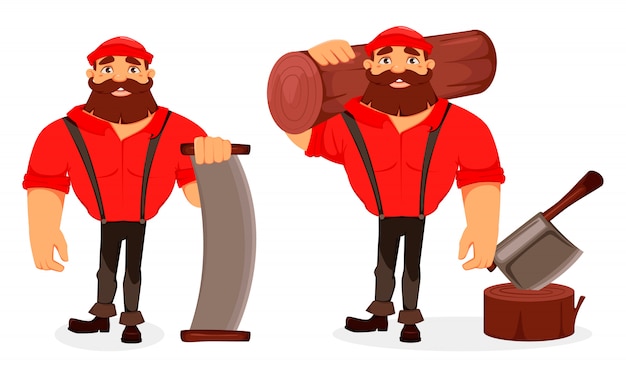 Premium Vector | Lumberjack cartoon character