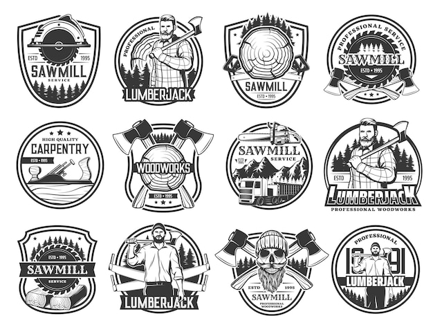 Premium Vector | Lumberjack, lumbering and logging wood forestry, skull ...