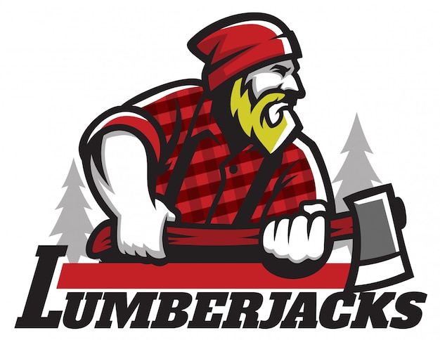 Premium Vector | Lumberjack mascot holding the axe