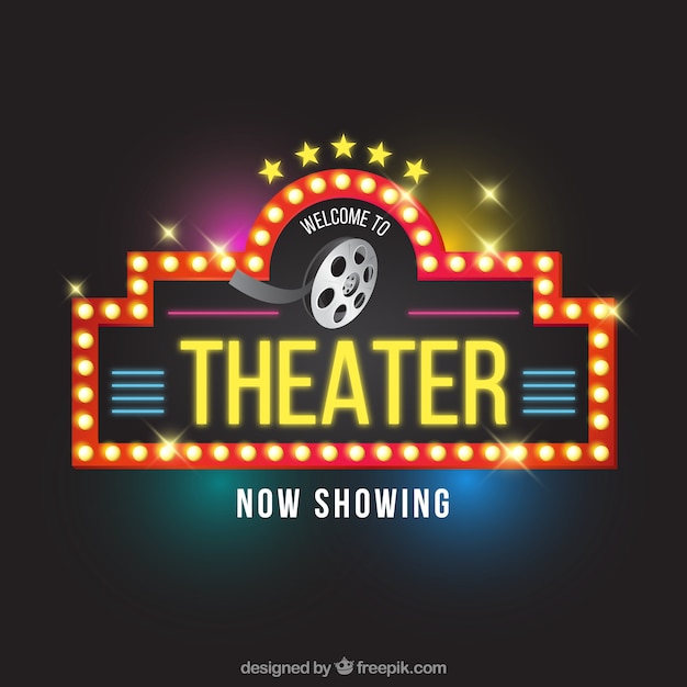 Free Vector | Luminous theater sign in vintage style