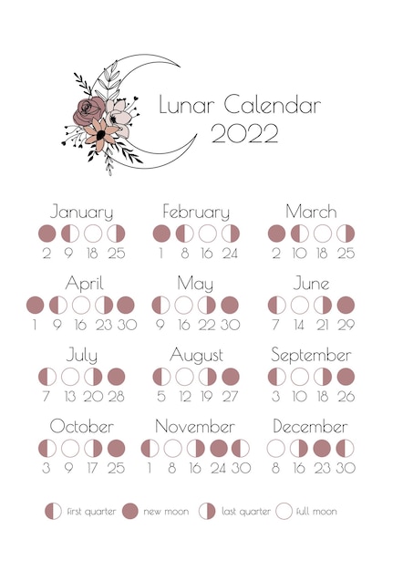 Premium Vector Lunar Calendar 2022