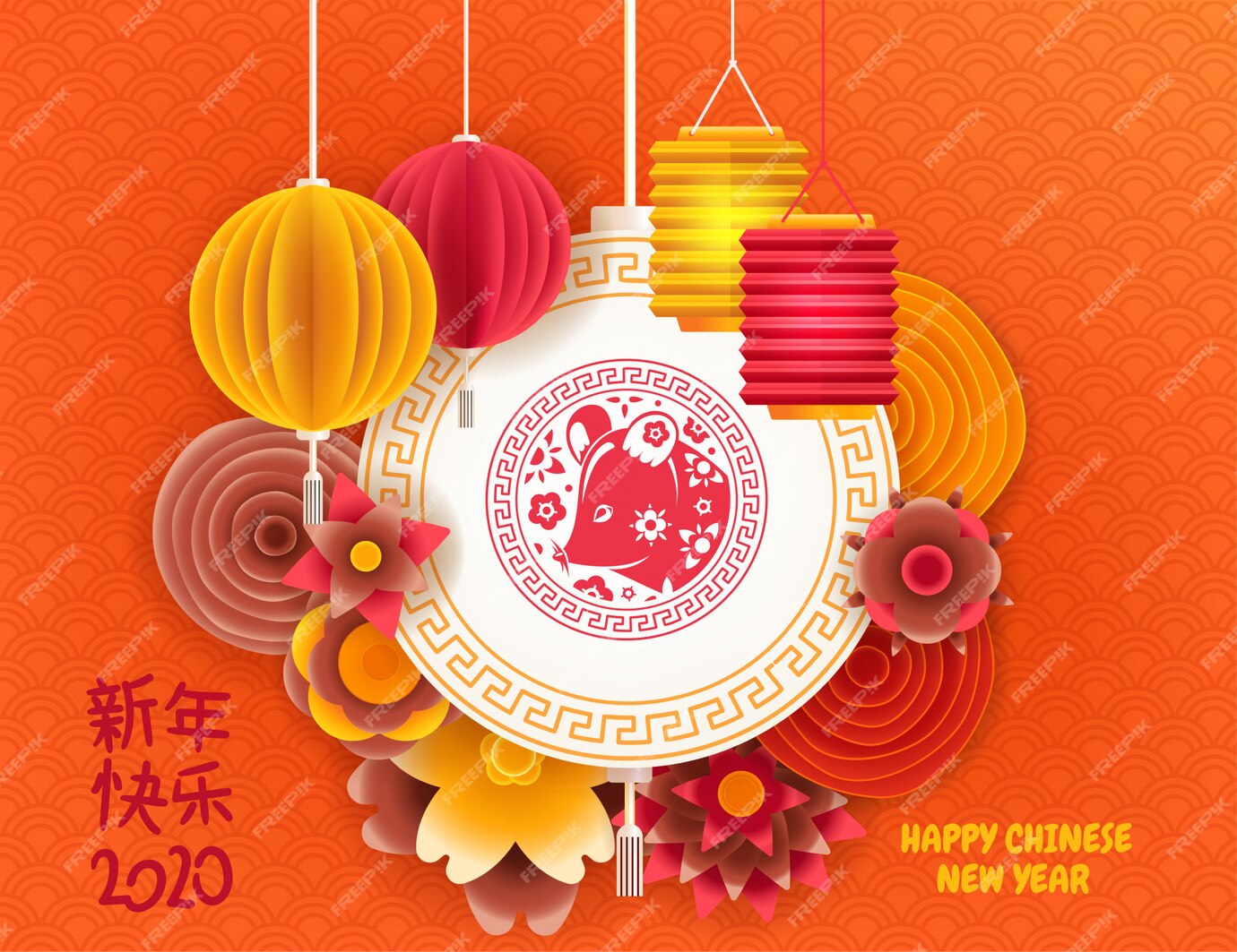 Premium Vector Lunar new year design background