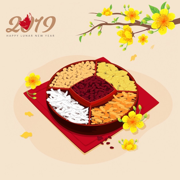 Premium Vector Lunar New Year Traditional Food