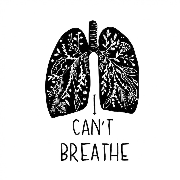 Lungs, i can breathe quote, illustration. | Premium Vector