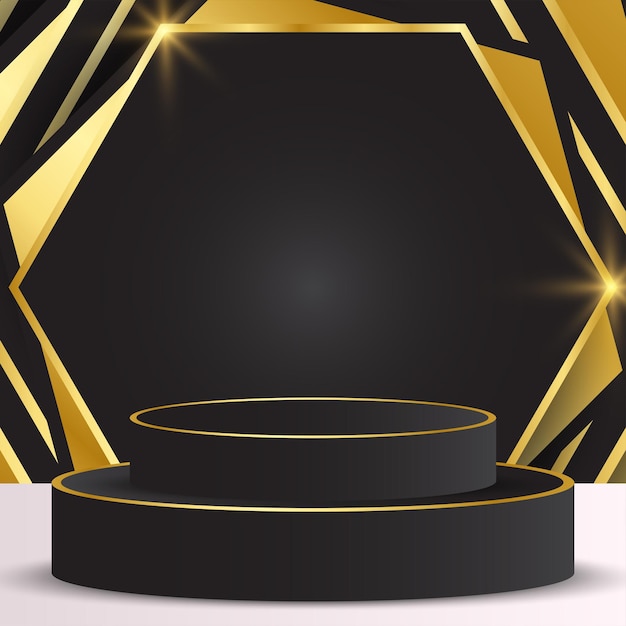 Premium Vector | Luxurious podium in gold and black colors