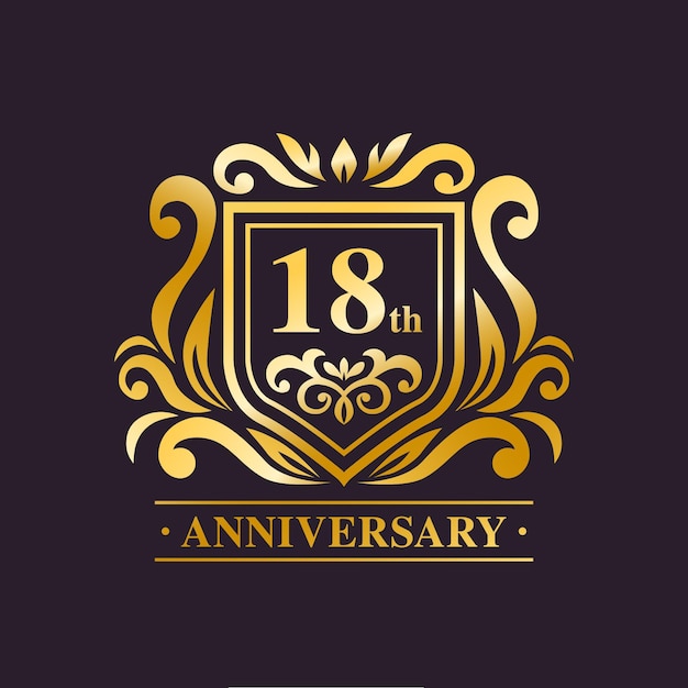 Free Vector | Luxury 18th anniversary logo design